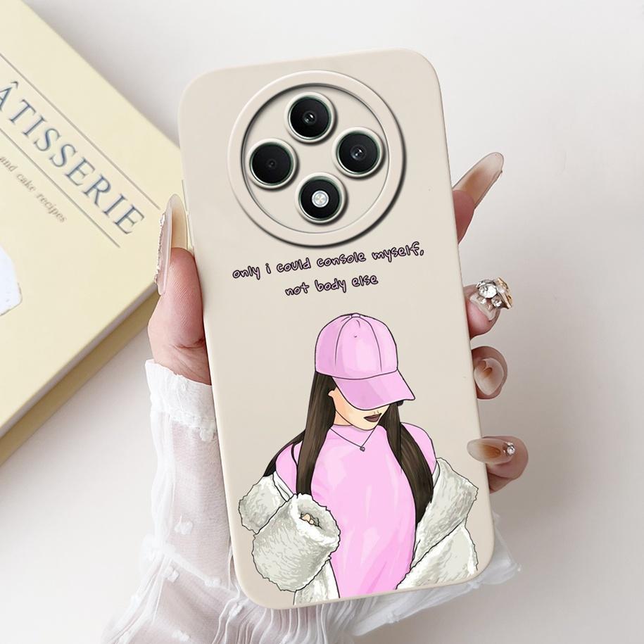 For OPPO Reno 12F 5G Case 2024 Fashion Pretty Girls Soft Liquid Silicone Shockproof Cover For OPPO Reno12 F 4G Reno 12 FS Bumper