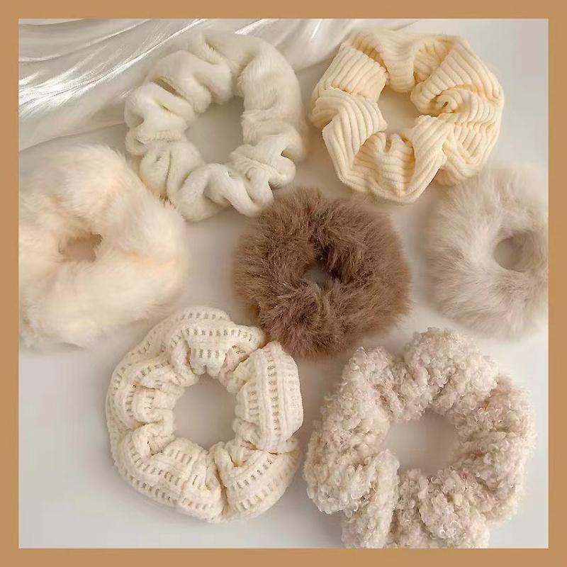 

7 шт./компл., женские резинки для волос, бархатная эластичная лента для волос для девочек, держатель для хвоста, резинки для волос, женские аксессуары для волос бежевый