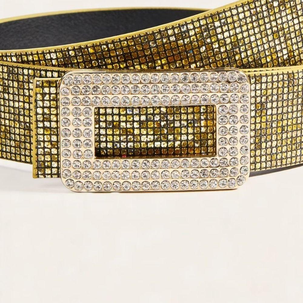 Korean Style PU Leather Wide Waistband Punk Y2K Girl Waistband Adjustable Sequin Belt  Outdoor