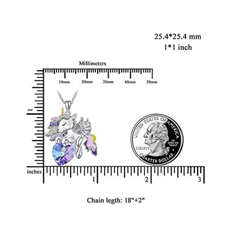 Collier ange coloré, mode européenne et américaine, pendentif licorne, cœur de pêche