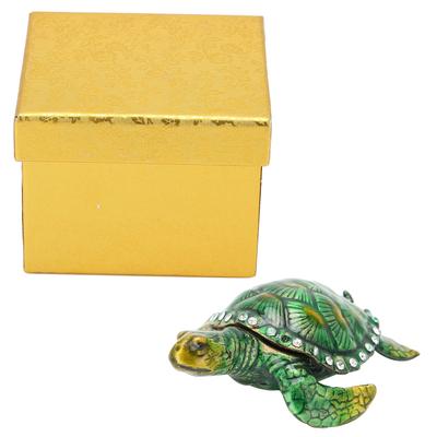 Turtle Trinket Statue Zinc Alloy Small Jewelry Storage Box Container Collection Home Ornament