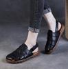 2CM Weave Cow Genuine Leather New Women Summer Hook Loafer Sandals Platform Wedge Comfy Shoes Elthnic Hoollow Retro Flats Rubber