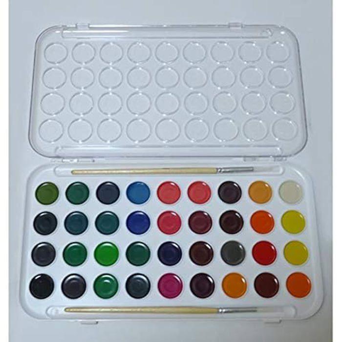 Coffret de peinture à l'eau - DIFUZED - Aquarel 36 couleurs - 2 pinceaux - 5 feuilles - Mixte