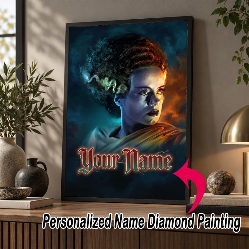 Custom Name Bride of Frankenstein 5D Diamond Painting Personalized Full Drill Diamond Art Kit Gift