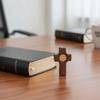 2 Piece Black Walnut Easter Pocket Cross Heart Pattern Pocket Stress Fidget Cross Christian
