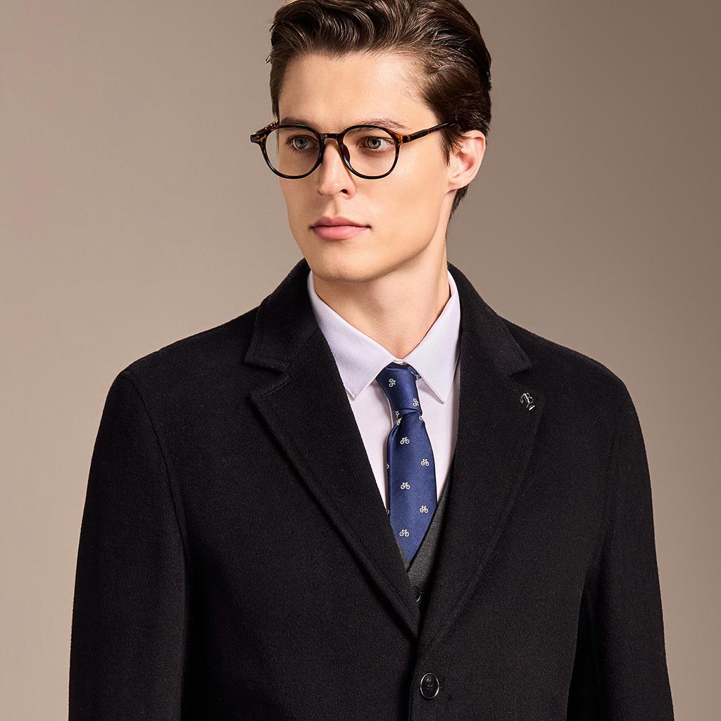 Men's Goat Fleece Wool Light Luxury Business Medium to Long Wool Coat with Detachable Down Inner Container