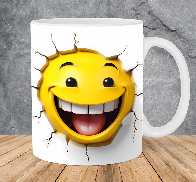 3D Emoji Smiley Ceramic Coffee Mug Tea Cup Funny Face Smiley