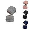 Conjunto de Chapéu e Cachecol de Tricô Para Inverno ao Ar Livre Com Forro de Pelúcia e Características à Prova de Vento Para Homens e Mulheres