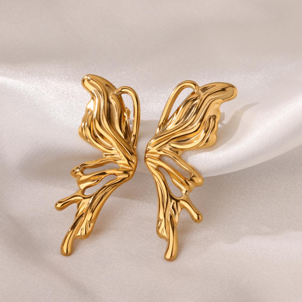 

New Stock Bold Butterfly Stainless Steel Earrings Women Fashion Gold Silver Plated Daily Wear Gift золотий