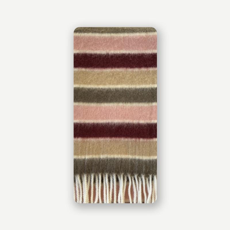 Original Wool Blended Colorful Striped Tassel Scarf for Girls in with Cute Woolen Scarf New Style