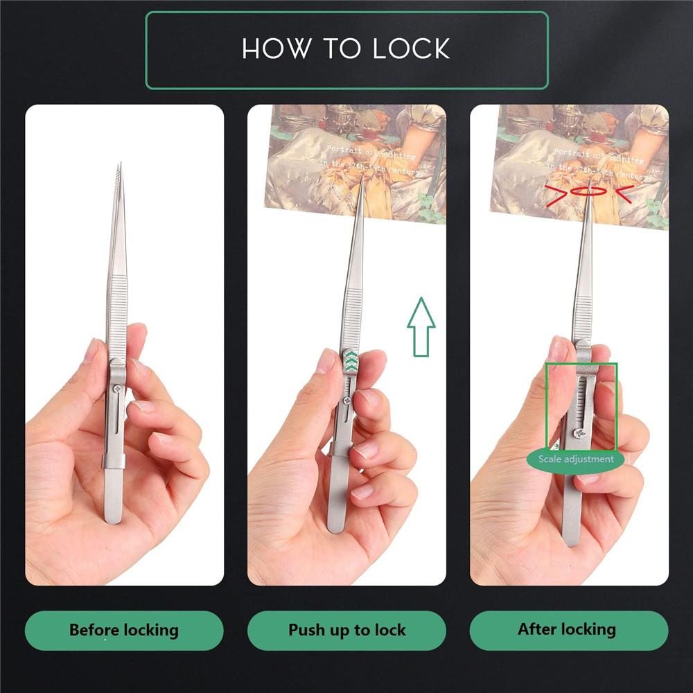 16CM Professionelle Hochpräzisions-Edelstahl-Schmuckpinzette Sandgestrahlt DIY Diamant Edelstein Schmuck Juwelier Geschlitzte Schnalle