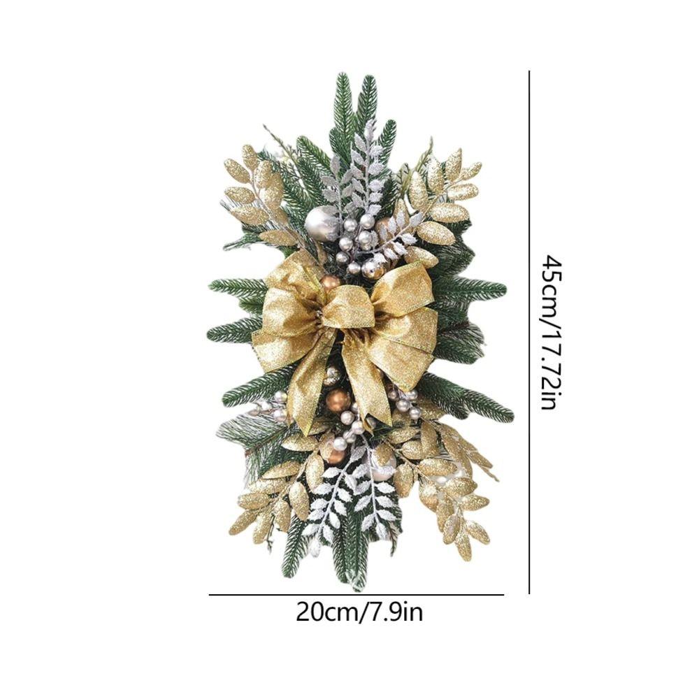 

Artificial Christmas Wreath Pine Cones Frosted Branches Christmas Flocking Wreath Red Berries Xmas Decor Rattan Pendant