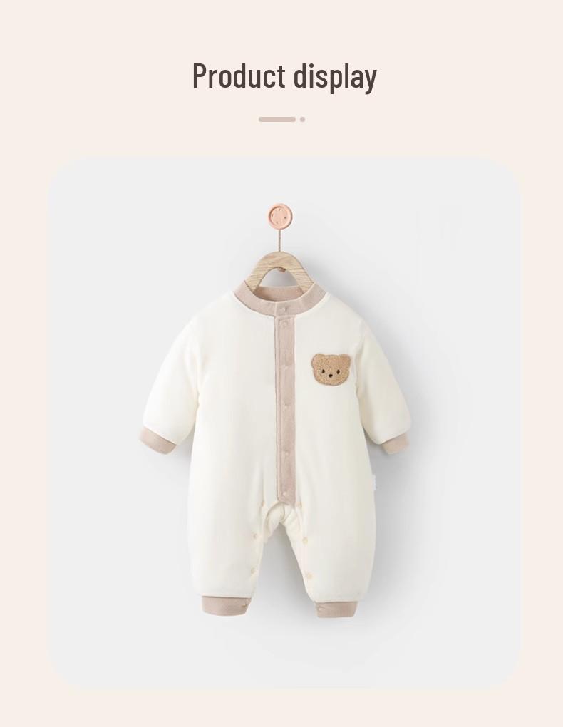 Jingqi Fleece-Lined Cotton Baby Jumpsuit for Autumn/Winter