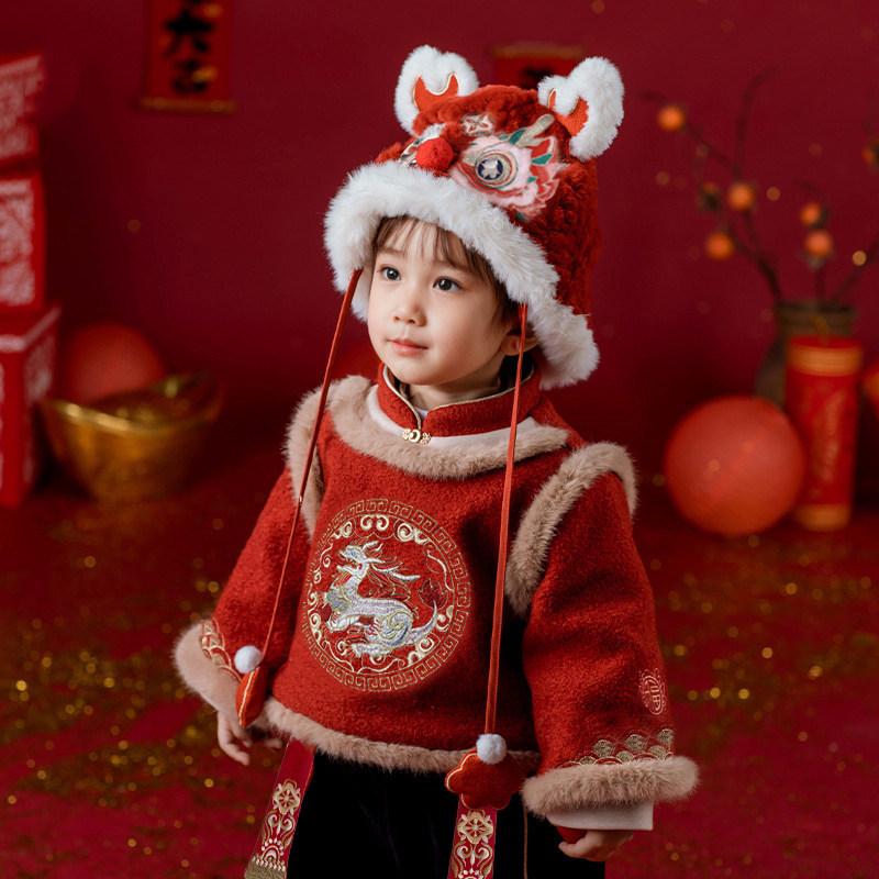 2026 New Year Hanfu Boys Festive Tang Suit - Winter Solstice First Birthday Formal Wear Set