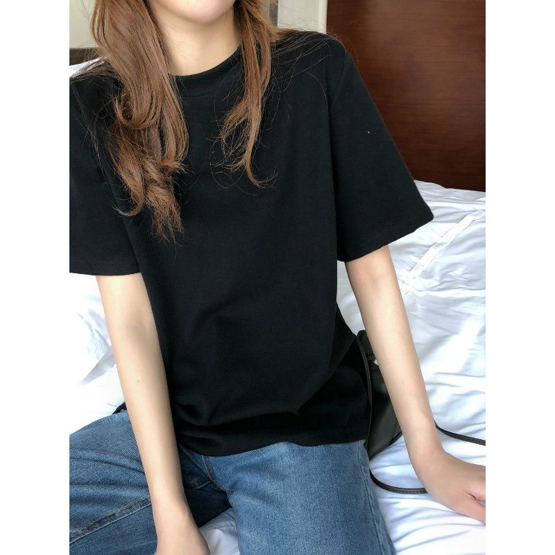 Half Sleeved round Neck Neck Solid Color T-shirt Half Sleeve round Neck Pure Color T-shirt