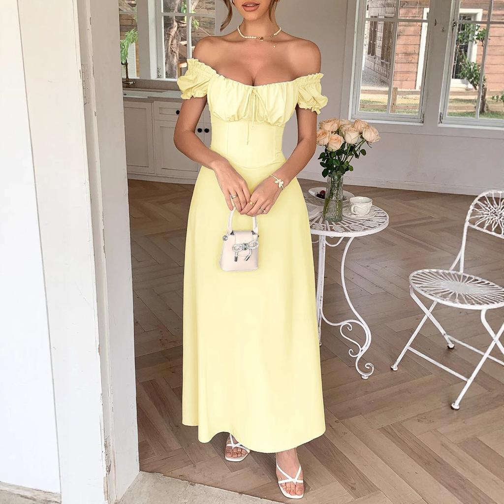 Elegant One-shoulder Long Dress for Women's Spring and Summer Party Evening Gowns