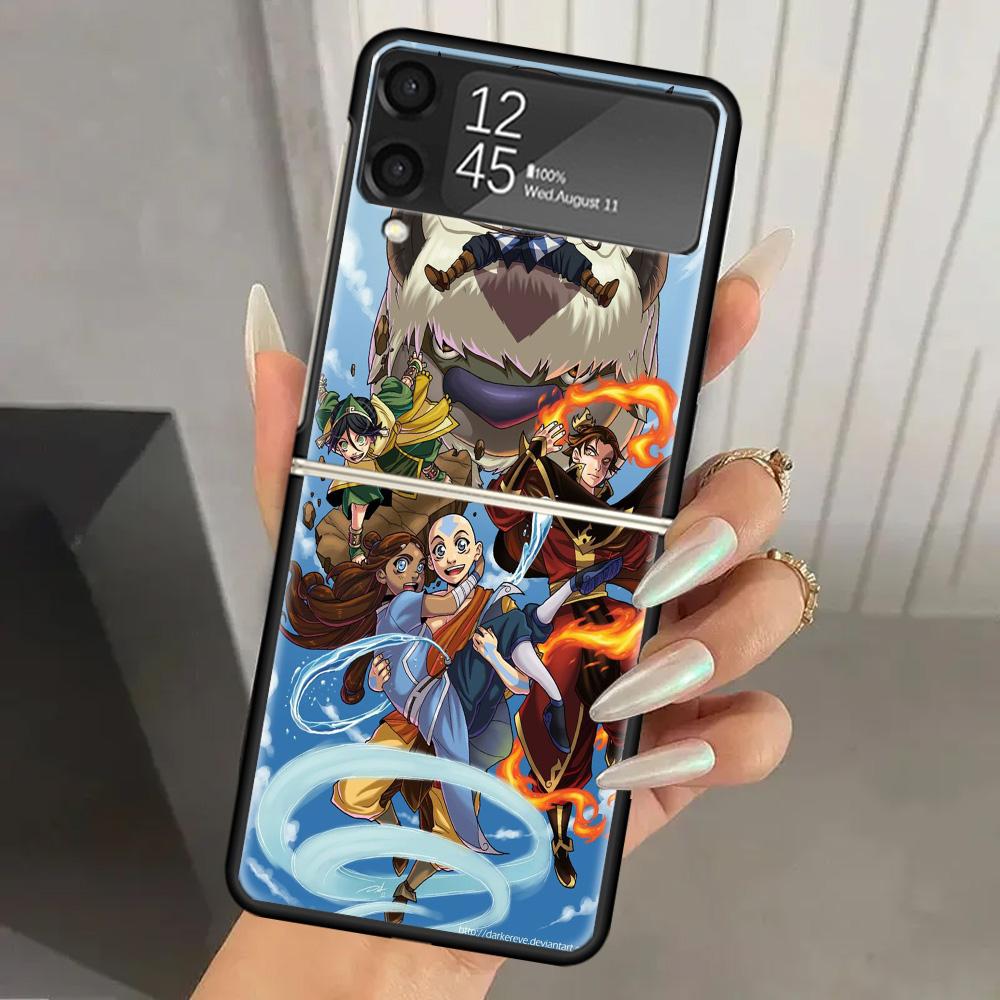 Anime Avatar The Last Airbender Hard PC Phone Case For Samsung Galaxy Z Flip 6 5 4 3 Black Cover ZFlip6 Flip5 Flip4 5G Foldable