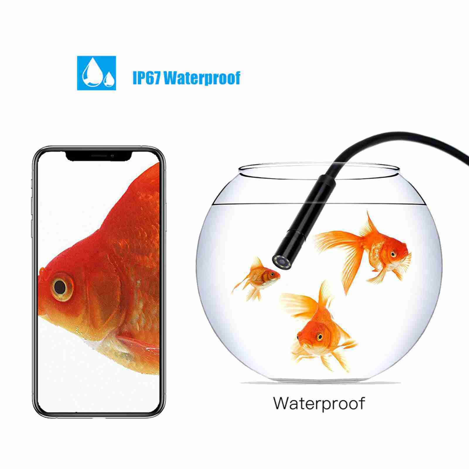 

Industrial Endoscope Borescope Inspection Camera Built in 8pcs LEDs 8mm Lens IP67 Water Resistant USB Endoscope 10m Soft wire