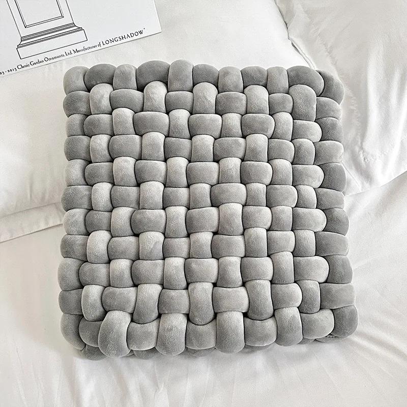 Aesthetic Knot Plush Cushion Nordic Square Stuffed Pillow Sofa Decorative Plush Pillow Floor Windowsill Weaven Cushion Decor