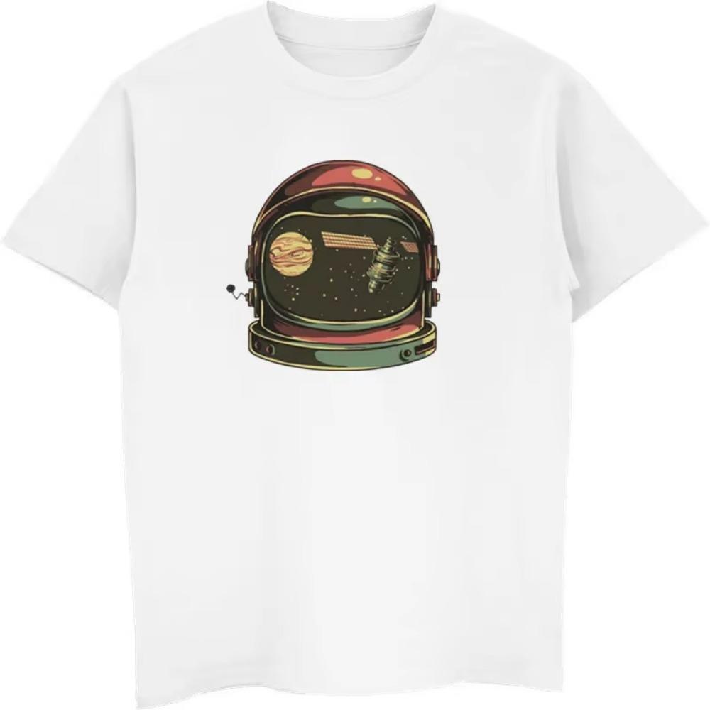 Retro-Stil Astronautenhelm T-Shirt Weltraum Cartoon Modische Astronauten T-Shirts T-Shirt Herrenbekleidung Übergroße Unisex-Oberteile