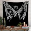 1pc Hand In Hand Rose Print Velvet Tapestry Soft Fashion Wall Hanging for Living Room, Bedroom, Home Decor, Polyester