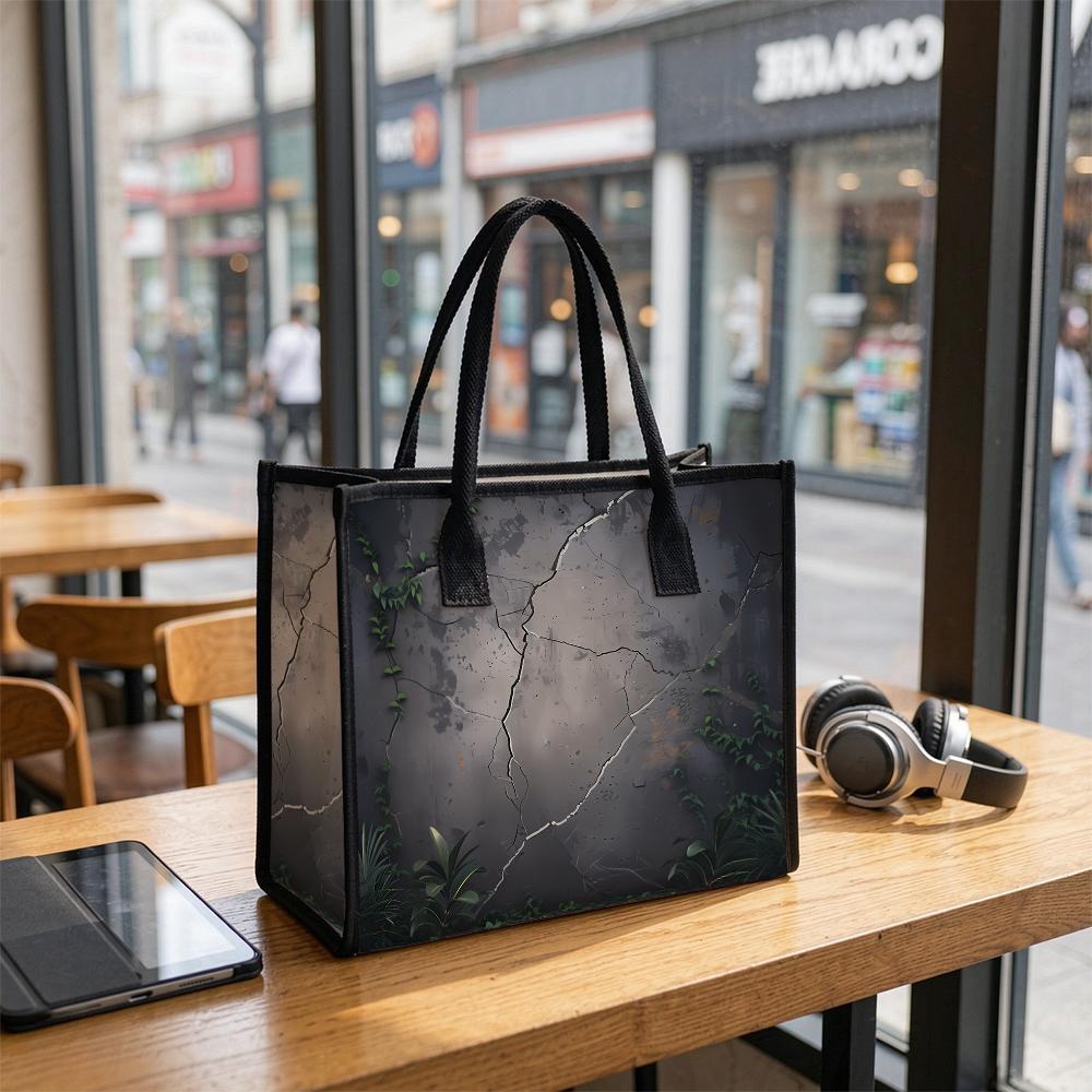 Vintage Cracked Wall Plant Tote Bag Stylish Casual Large Capacity Daily Commuter Shoulder Bag