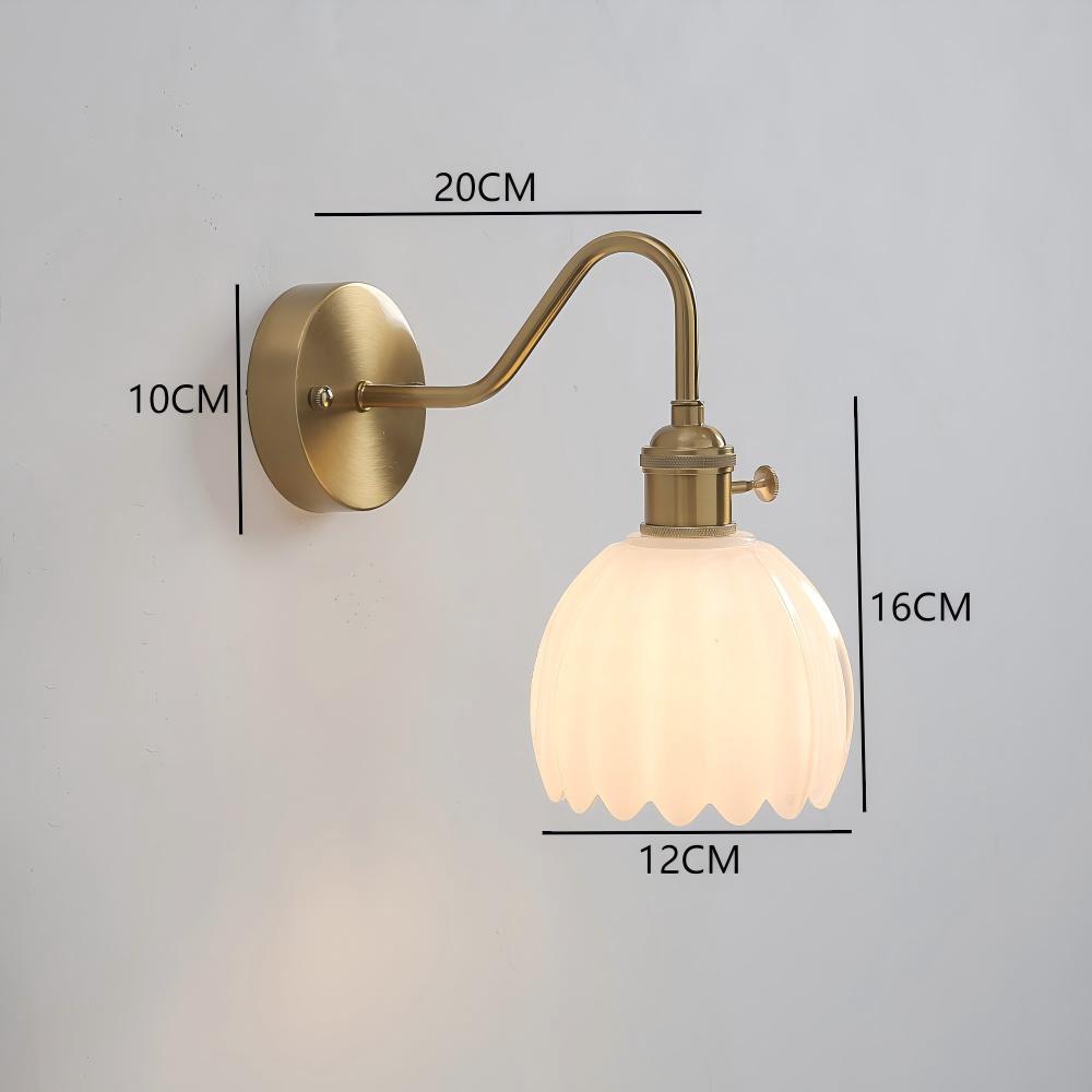 Japanese Retro Floral Glass Wall Lamps for Bedroom Study Led Mirror Light with Adjustable Wall Sconce Modern Simple Bedside Lamp