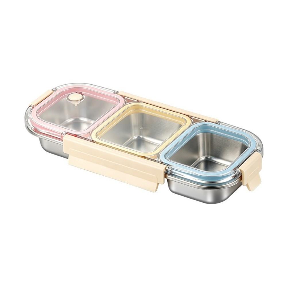 304 Stainless Steel Divided Lunch Box with Fork Spoon Food Container New Bento Box  For Meal Prep