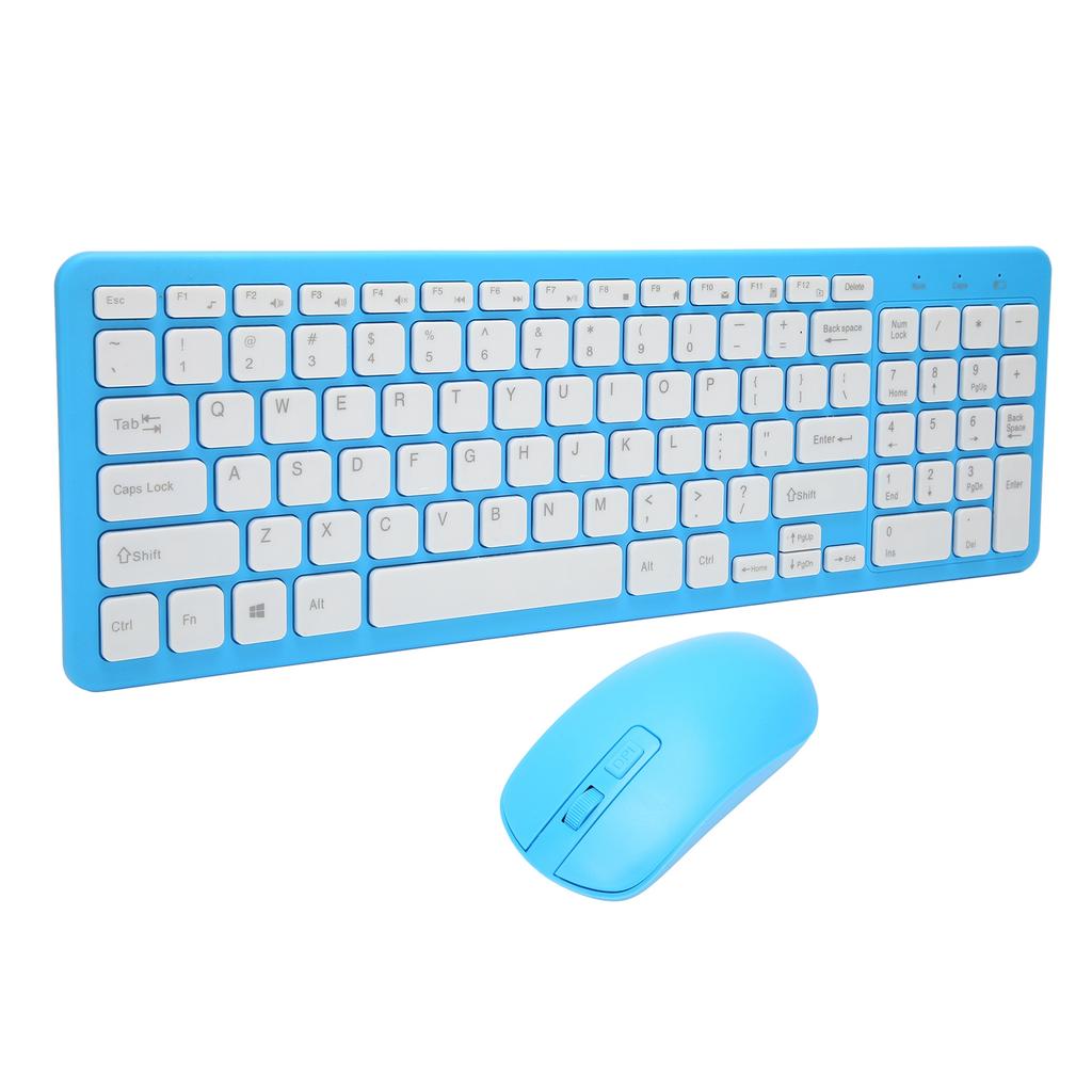 96 Key Wireless Keyboard Mouse Combo 10 Meters Transmission Fade Resistant Keyboard Mouse Combo with Nonslip Mat Blue