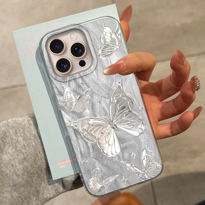 Luxury Butterfly Girls Women Phone Case For Apple iphone 16pro 15 16 15plus 14 13 Pro Max 16e 12 11 7 8 Plus XR SE Fundas Cover