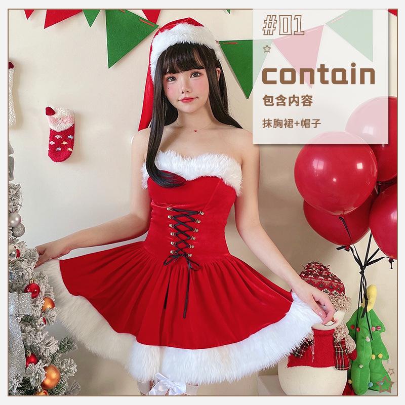 Christmas costume adult female red cape Christmas dress Santa sexy dress cape