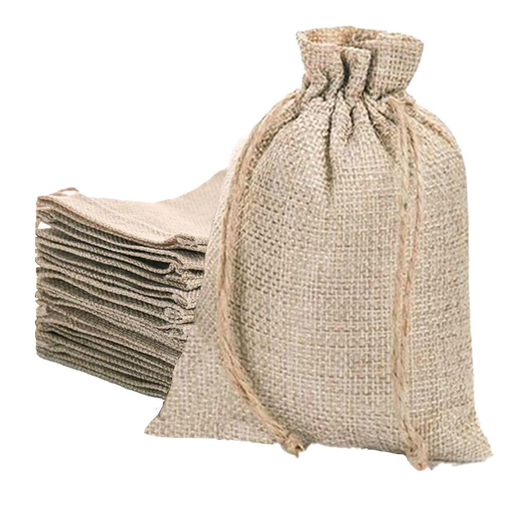 Sac Taske Burlap Bags, Wrapping Bags, Drawstring Bags, Plain, Gift Wrapping, Small Item Organizer (20x30cm, 10 Count)