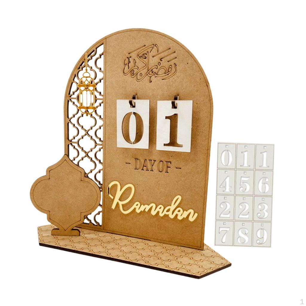Eid Mubarak countdowns Calendar Decorative Wooden for Centerpiece