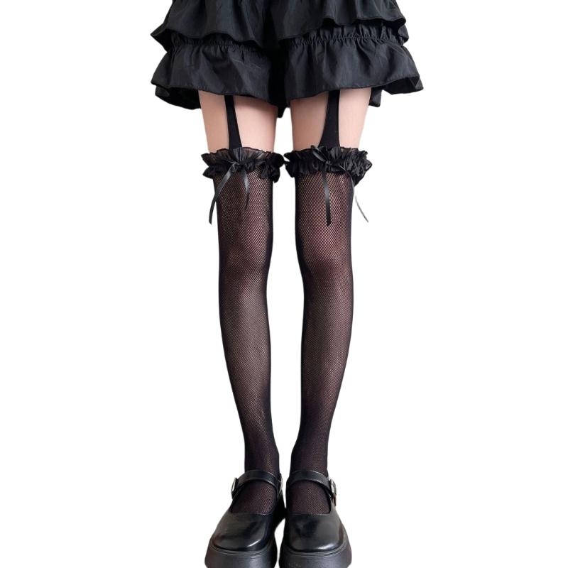 Fishnet Lace Thigh High Stockings For Women Comfortable Cotton Stretchable Socks Elegant Pantyhose Fashion Legwear