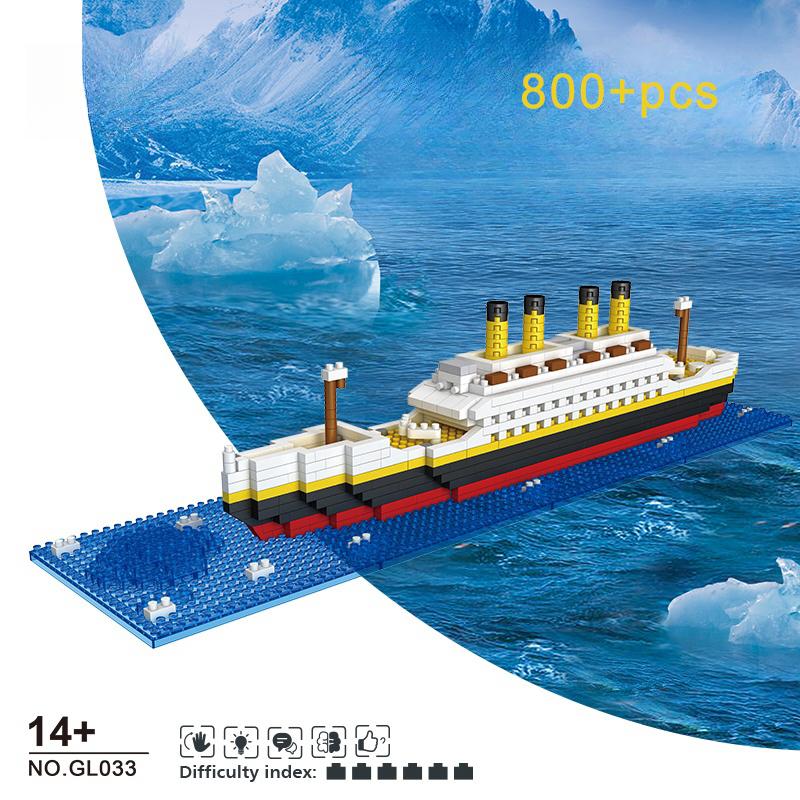 Non-Toxic Moc Creative Cruise Ship Micro Building Blocks Diy Tabletop Decoration Bricks Toys Titanic Model Birthday Christmas Gifts