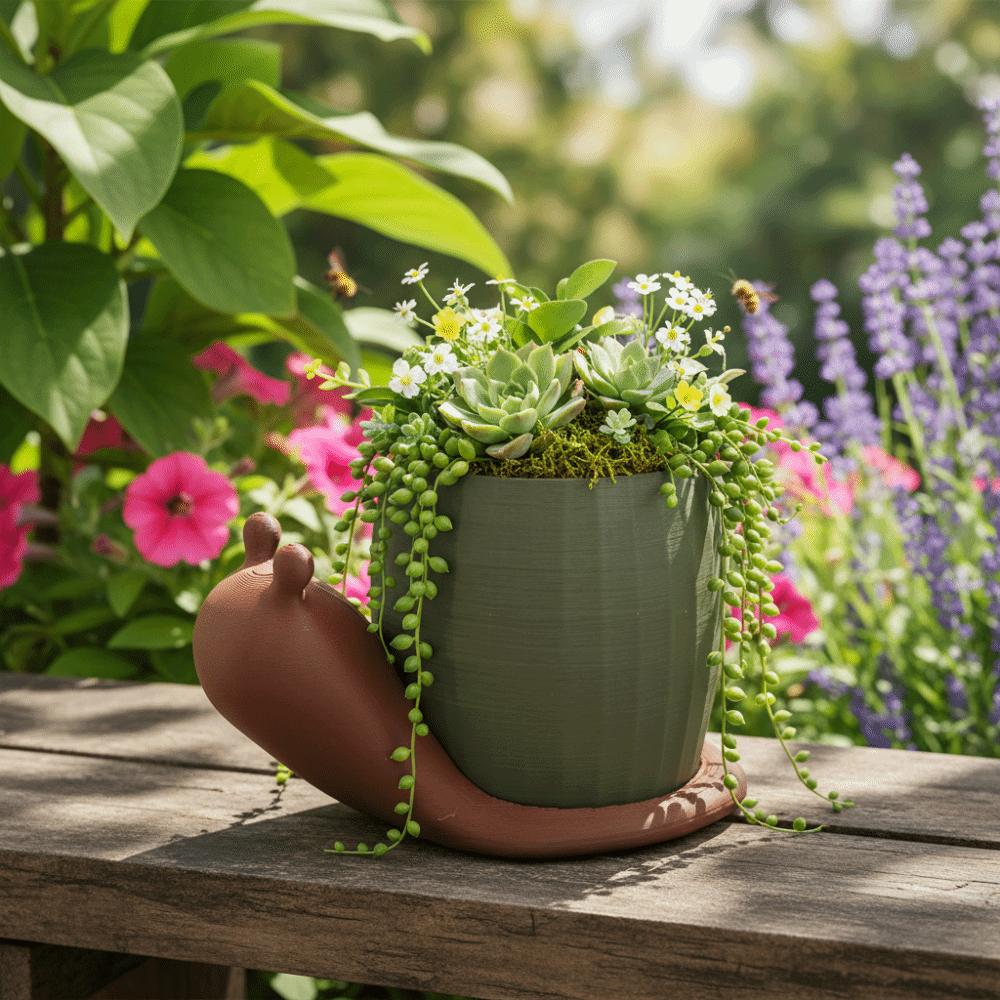 Modern Unique Snail-shaped Flower Pot Cute Corrosion Resistant Eco-Friendly Planter Plastic Growing Pots Balcony