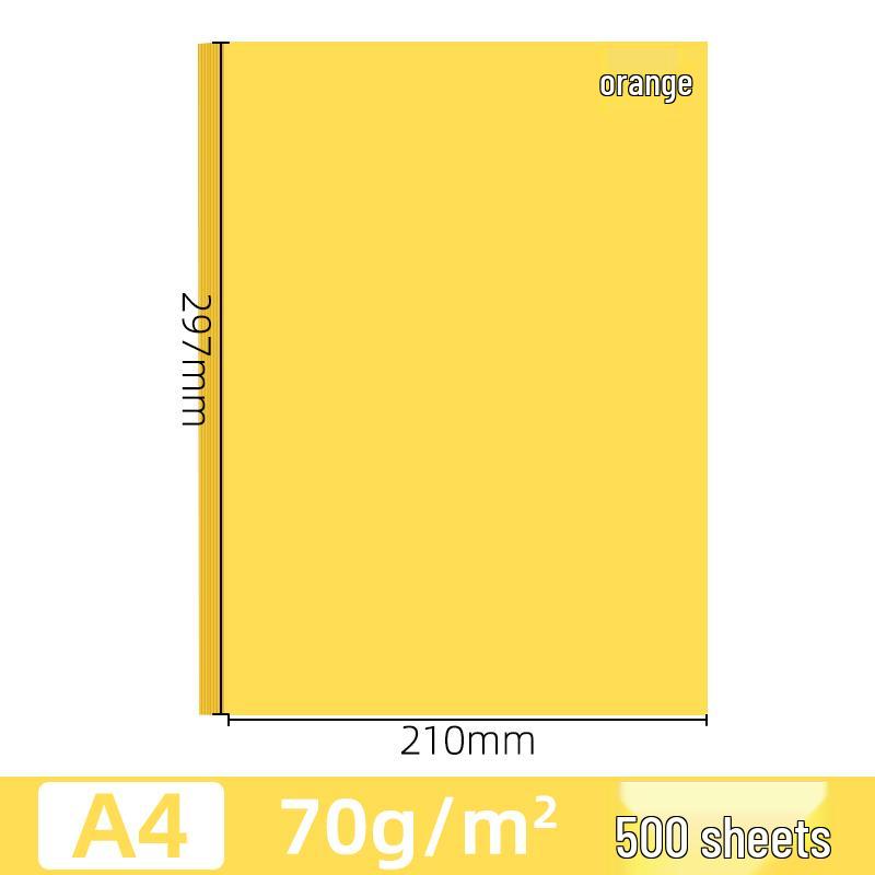 Tangerine A4 Color Paper: 70g Cardstock for Office & Handmade Origami, Gold.
