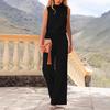 Women's Sleeveless Jumpsuit In Four Colors: Pink, Navy Blue, Black, and Red, Wide-Leg Design