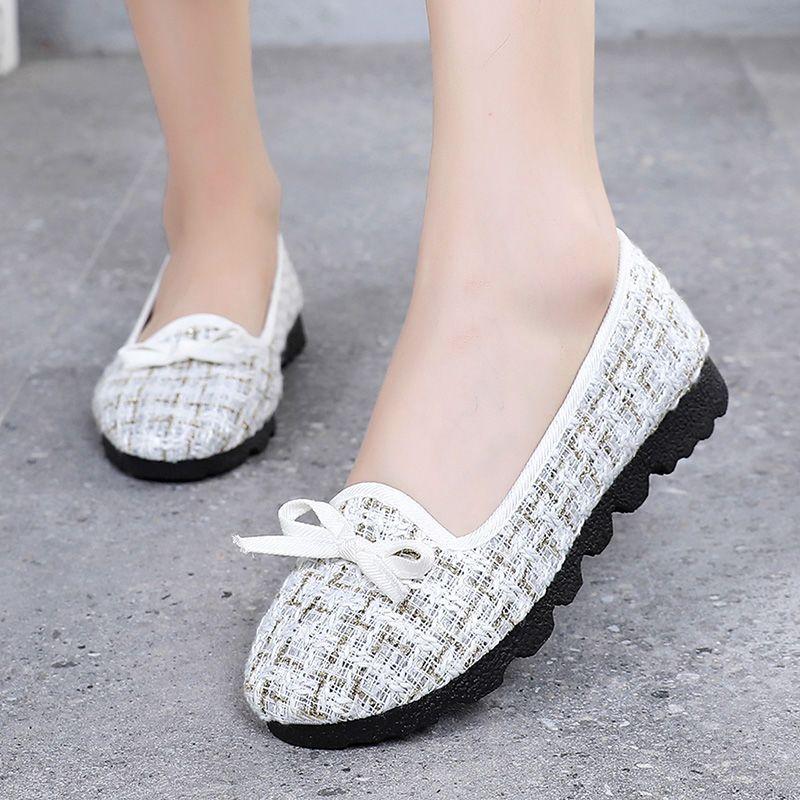 

Fashion Woman Footwear Flat Slip on Spring Autumn Shoes for Women Round Toe with Bow Stretchy Design Japanese 2000s Style Classic Cheap 35