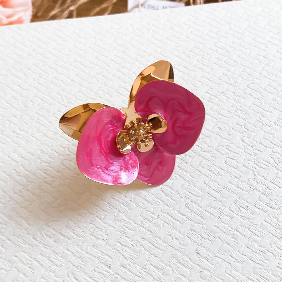European and American metal wind dripping oil flower opening ring niche high-end ring small fresh and sweet jewelry women