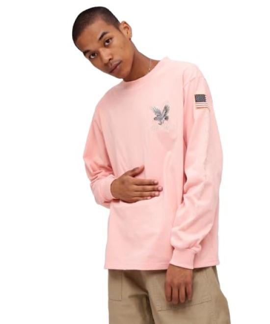 Avirex Long Sleeve Suka Embroidery Size M 090 Pink T-Shirt / Men's (783-4130009)