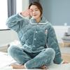 Pajamas women's three-layer thickened and cute winter can wear large-size warm padded loungewear