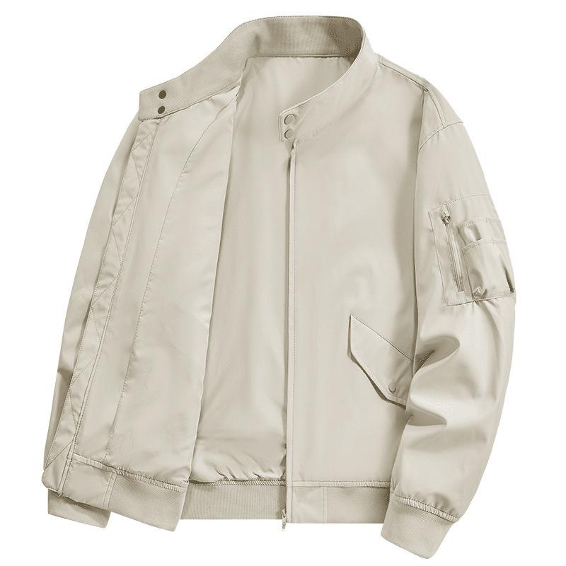 Autumn and winter new men's simple stand-up collar jacket soft and skin-friendly casual waterproof, windproof, anti-wrinkle and warm