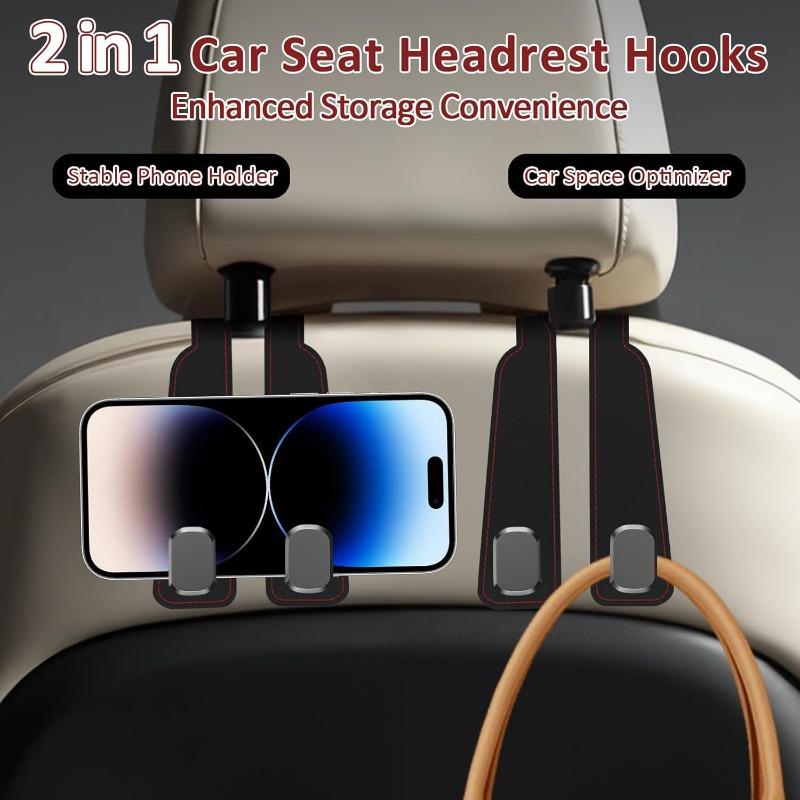 1/2Pcs Car Seat Hooks for Headrest|Double Headrest Purse Hook for Car|Multifunctional Car Seat Back Storage Hook with Metal Hook