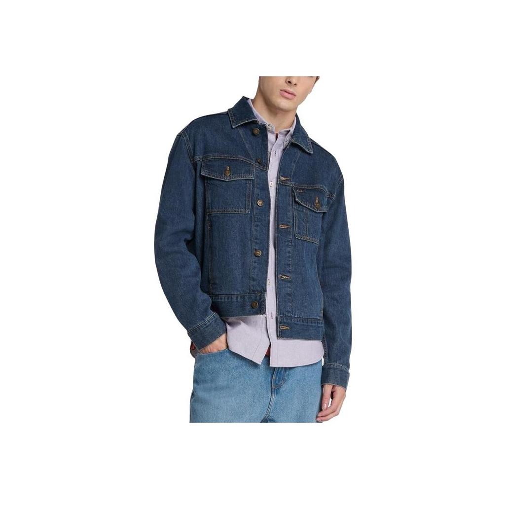 Timberland Solid Color Button-Down Denim Jacket Men Jackets Blue TB0A6ADYA111