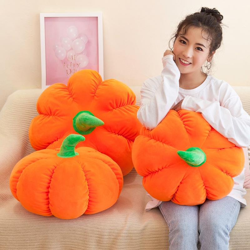Cute pumpkin sleeping pillow, plush toy doll large round seat cushion birthday gift female doll