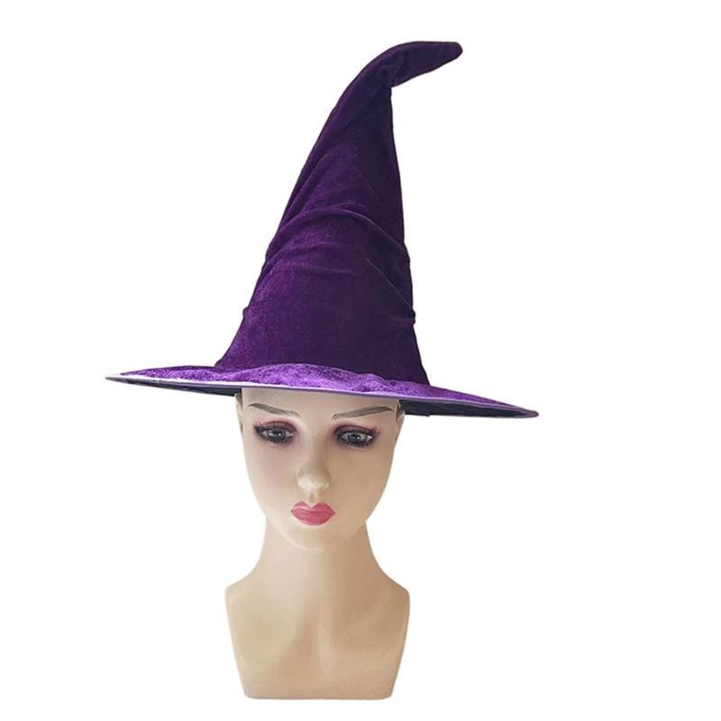 Elegant Witch Hat Soft And Nonwoven Fabric Folded Design Wizard Hat For Halloween Costumes Parties Hats 2pcs