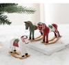 3pcs/set Christmas Three-dimensional Rocking Horse Small Pendant Christmas Tree Decoration Ornament Retro Christmas Decor