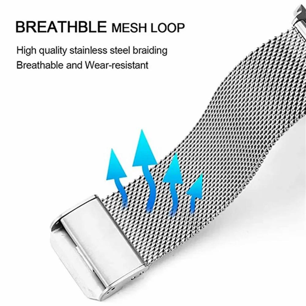 For Huami Amazfit T-Rex 2 Watch Strap Mesh Stainless Steel Band with Buckle
