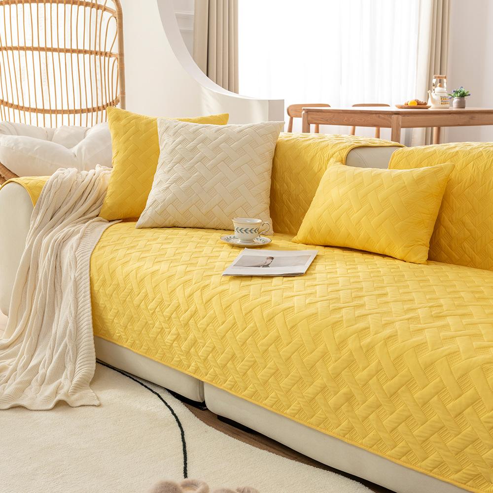 

Хлопчатобумажная ткань, универсальная нескользящая диванная подушка на четыре сезона, современная простая комбинированная подушка для дивана, чехол, полотенце 70x70cm 1pcs жёлтый